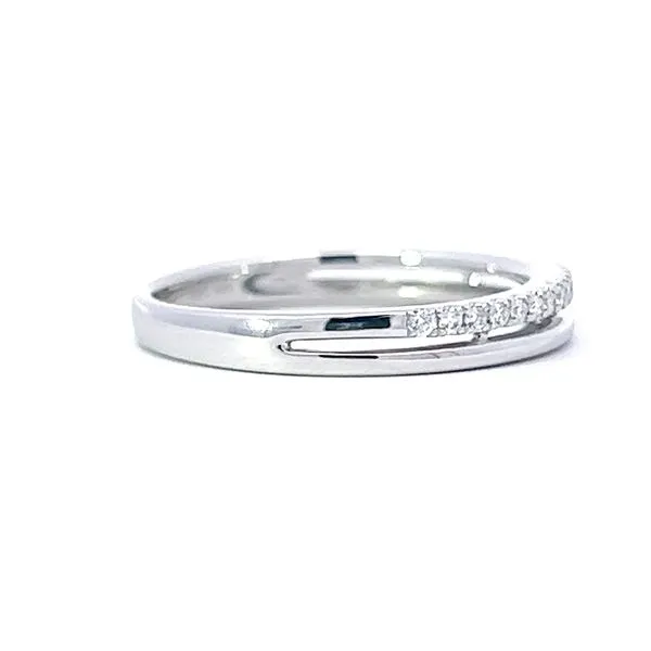 14k White Gold Two Row Diamond Anniversary Ring Image 4 Arezzo Jewelers Elmwood Park, IL