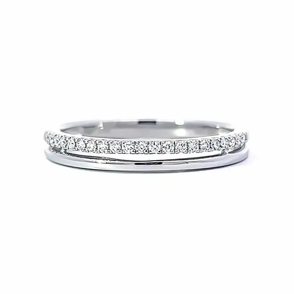 14k White Gold Two Row Diamond Anniversary Ring Arezzo Jewelers Elmwood Park, IL