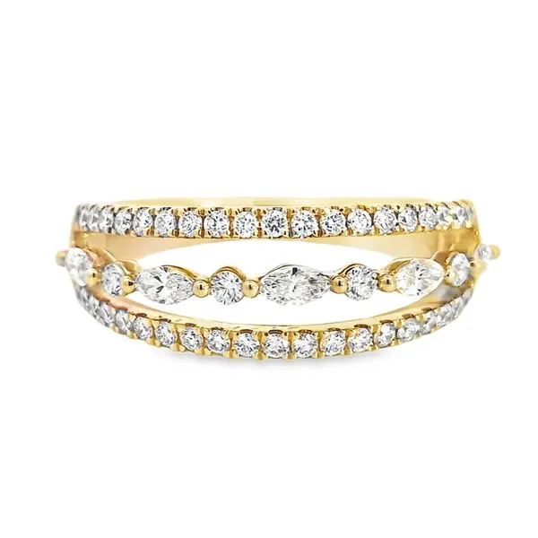 Three Row Round and Marquise Diamond Anniversary Ring Arezzo Jewelers Elmwood Park, IL