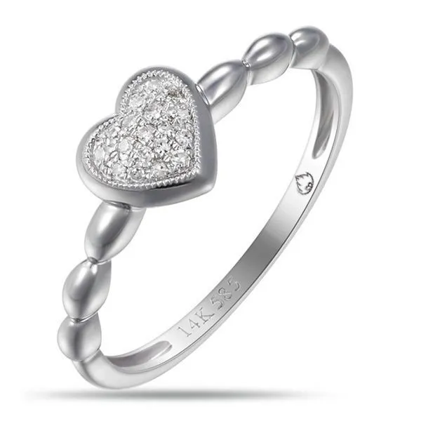 14k White Gold Pave Heart Ring Arezzo Jewelers Elmwood Park, IL