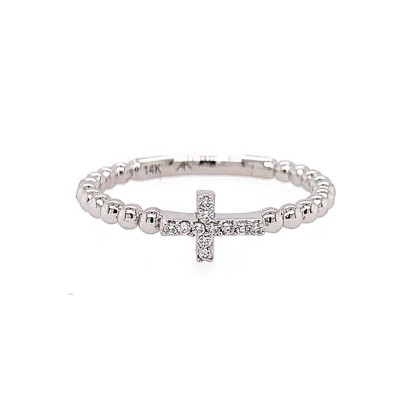 14k White Gold Diamond Cross Ring Arezzo Jewelers Elmwood Park, IL