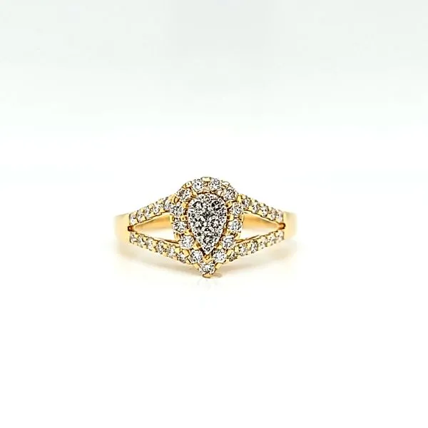 18k Yellow Gold Pear Halo Cluster Diamond Ring Image 2 Arezzo Jewelers Elmwood Park, IL