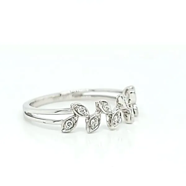 14k White Gold Natures Leaf Diamond Stackable Ring Image 2 Arezzo Jewelers Elmwood Park, IL