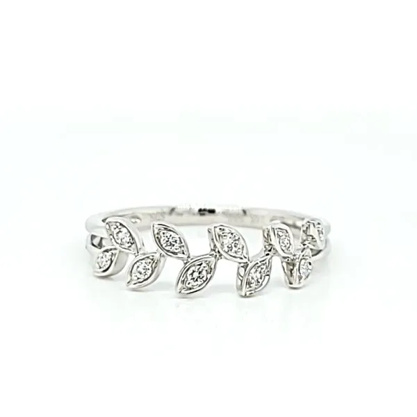 14k White Gold Natures Leaf Diamond Stackable Ring Arezzo Jewelers Elmwood Park, IL