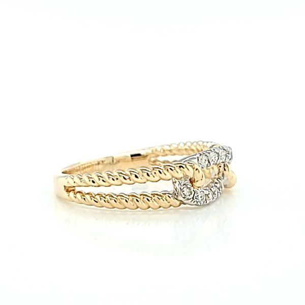 14k Two Tone Gold Diamond Braided Knot Ring Image 2 Arezzo Jewelers Elmwood Park, IL