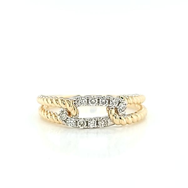 14k Two Tone Gold Diamond Braided Knot Ring Arezzo Jewelers Elmwood Park, IL