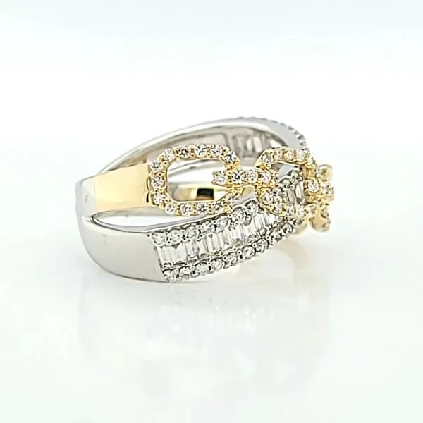 14k Two Tone Gold Round and Baguette Diamond Ring Image 2 Arezzo Jewelers Elmwood Park, IL