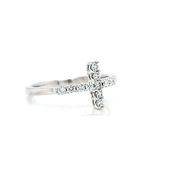 18k White Gold Diamond Cross Ring Image 2 Arezzo Jewelers Elmwood Park, IL