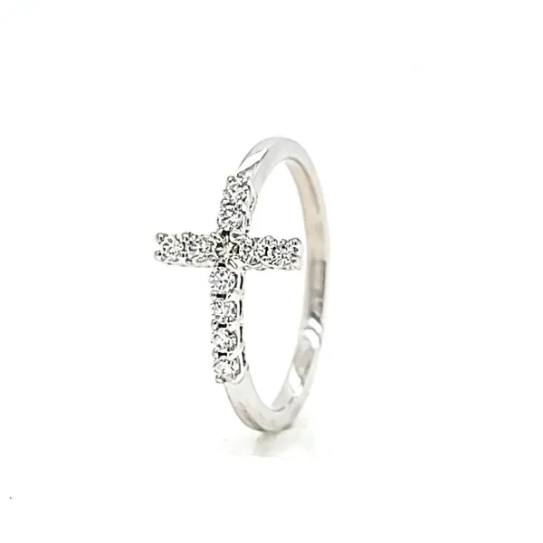18k White Gold Diamond Cross Ring Image 3 Arezzo Jewelers Elmwood Park, IL