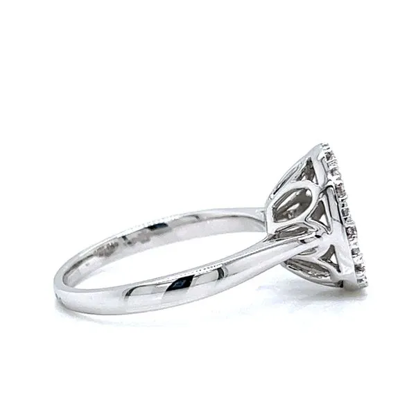 18k White Gold Oval Pave Diamond Ring Image 3 Arezzo Jewelers Elmwood, IL