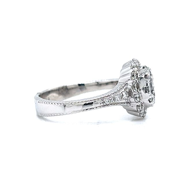 18k White Gold Art Deco Oval Halo Diamond Ring Image 3 Arezzo Jewelers Elmwood Park, IL