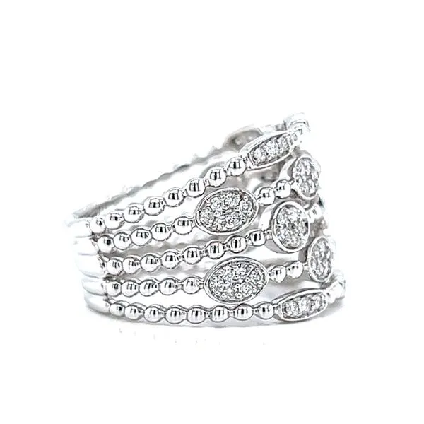 18k White Gold Five Row Diamond Band Image 3 Arezzo Jewelers Elmwood Park, IL