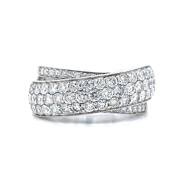 18k White Gold Pave Crossover Diamond Ring, 1.85cts Arezzo Jewelers Elmwood Park, IL