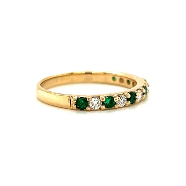 Emerald and Diamond Yellow Gold Stackable Band Image 2 Arezzo Jewelers Elmwood Park, IL