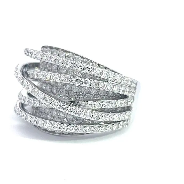 Elegant 18K White Gold Free Form Designer Ring with Brilliant Diamonds - Italian Craftsmanship Image 2 Arezzo Jewelers Elmwood Park, IL