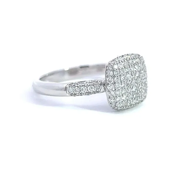 Elegant 18K White Gold Cushion Pave Diamond Cluster Fashi...