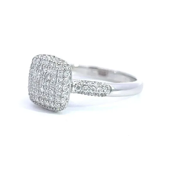 Elegant 18K White Gold Cushion Pave Diamond Cluster Fashi...
