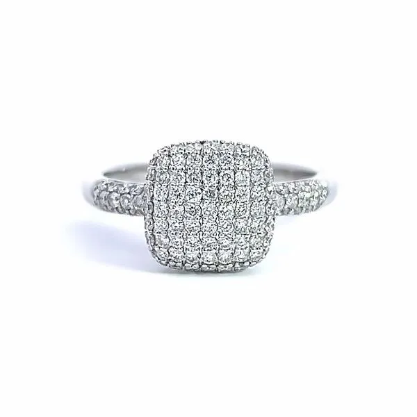 Elegant 18K White Gold Cushion Pave Diamond Cluster Fashi...