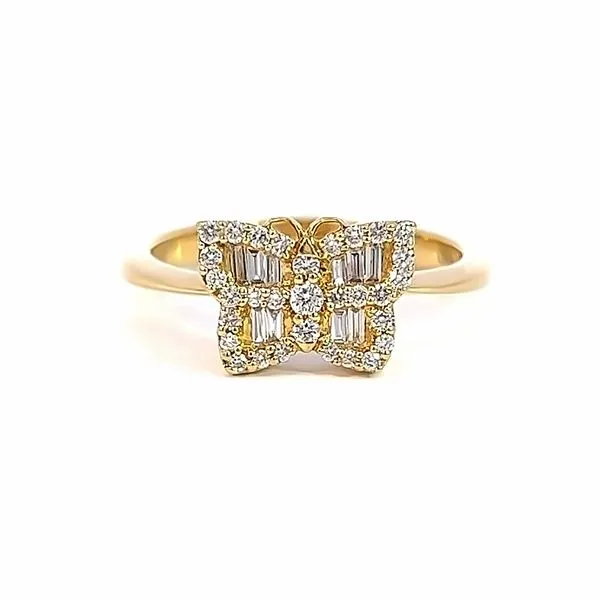 Exquisite 18K Yellow Gold Butterfly Design Fashion Ring with Diamonds - Italian Elegance Arezzo Jewelers Elmwood Park, IL