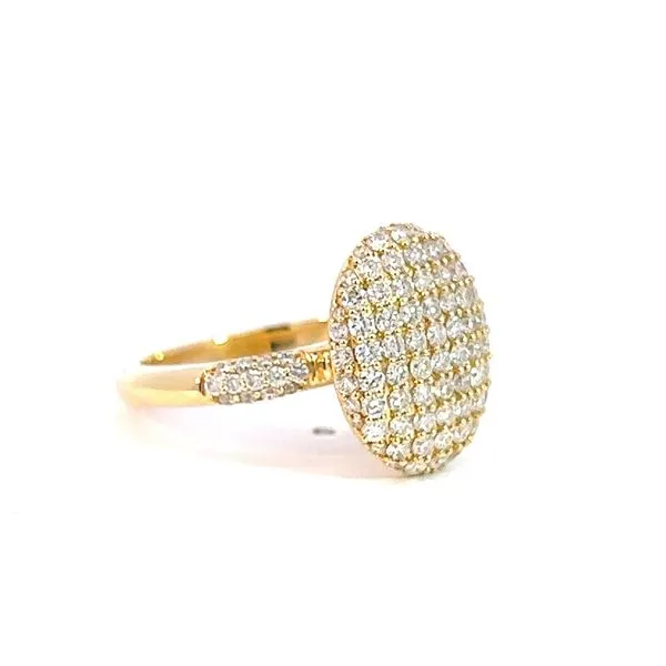 Elegant 18K Yellow Gold Oval Pave Diamond Fashion Ring - Italian Design Image 2 Arezzo Jewelers Elmwood Park, IL