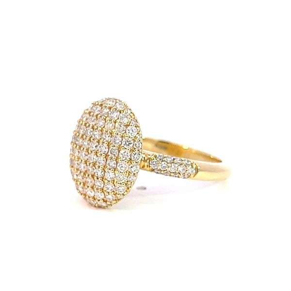 Elegant 18K Yellow Gold Oval Pave Diamond Fashion Ring - Italian Design Image 4 Arezzo Jewelers Elmwood Park, IL