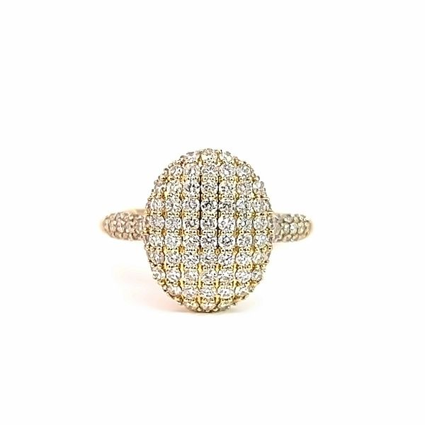 Elegant 18K Yellow Gold Oval Pave Diamond Fashion Ring - Italian Design Arezzo Jewelers Elmwood Park, IL