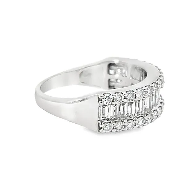14K White Gold 1.85ct Three-Row Diamond Band