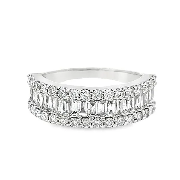 14K White Gold 1.85ct Three-Row Diamond Band