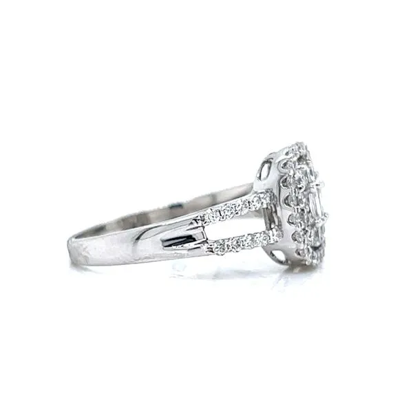 18k White Gold Double Halo Diamond Ring Image 3 Arezzo Jewelers Elmwood Park, IL