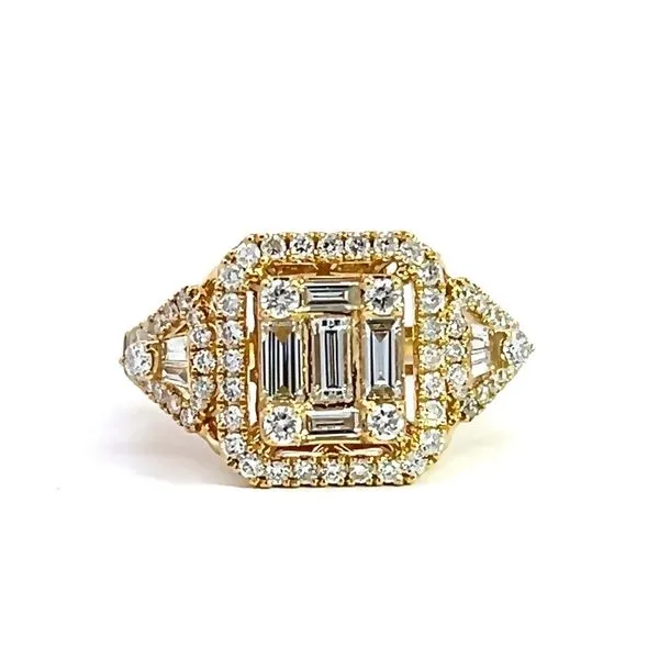 18k Yellow Gold Emerald Halo Diamond Ring Image 2 Arezzo Jewelers Elmwood Park, IL
