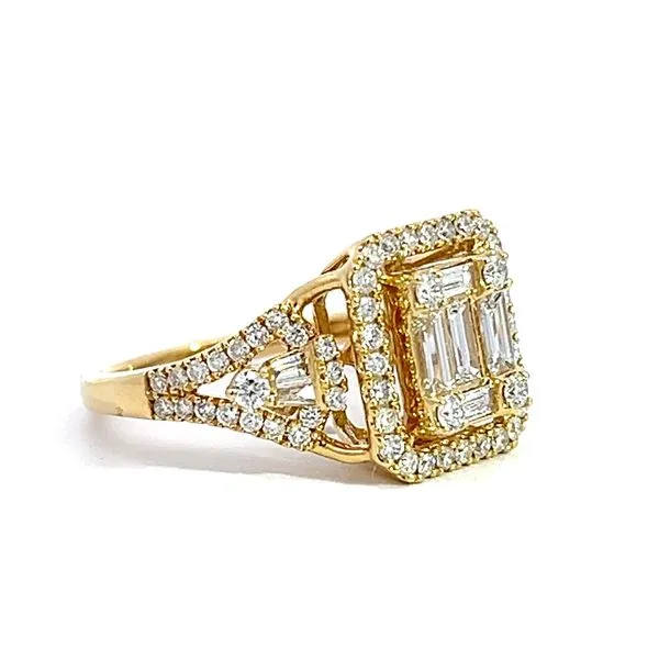 18k Yellow Gold Emerald Halo Diamond Ring Image 3 Arezzo Jewelers Elmwood Park, IL