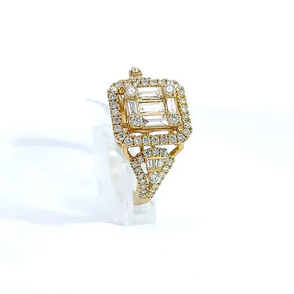 18k Yellow Gold Emerald Halo Diamond Ring Image 4 Arezzo Jewelers Elmwood Park, IL
