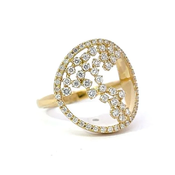 18k Yellow Gold Openwork Circle Diamond Ring Image 2 Arezzo Jewelers Elmwood, IL