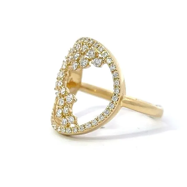 18k Yellow Gold Openwork Circle Diamond Ring Image 3 Arezzo Jewelers Elmwood, IL