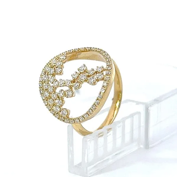 18k Yellow Gold Openwork Circle Diamond Ring Image 4 Arezzo Jewelers Elmwood, IL