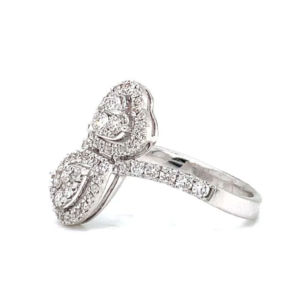 18k White Gold Pear & Heart Diamond Bypass Ring Image 2 Arezzo Jewelers Elmwood Park, IL