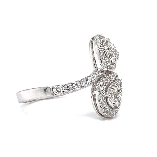 18k White Gold Pear & Heart Diamond Bypass Ring Image 3 Arezzo Jewelers Elmwood Park, IL