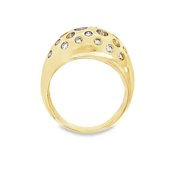 14k Yellow Gold Domed Diamond Cocktail Ring Image 2 Arezzo Jewelers Elmwood, IL
