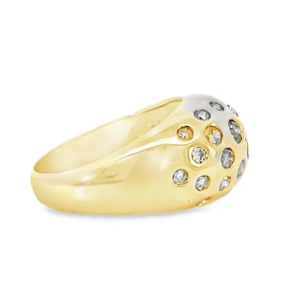 14k Yellow Gold Domed Diamond Cocktail Ring Image 3 Arezzo Jewelers Elmwood, IL