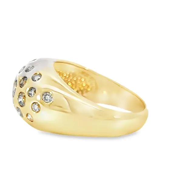 14k Yellow Gold Domed Diamond Cocktail Ring Image 5 Arezzo Jewelers Elmwood, IL