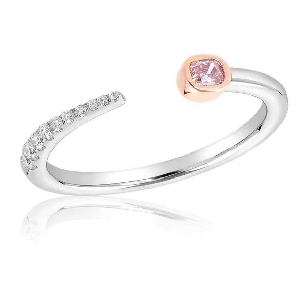 18K White & Rose Gold Fancy Pink Diamond Stackable Band Image 2 Arezzo Jewelers Elmwood Park, IL