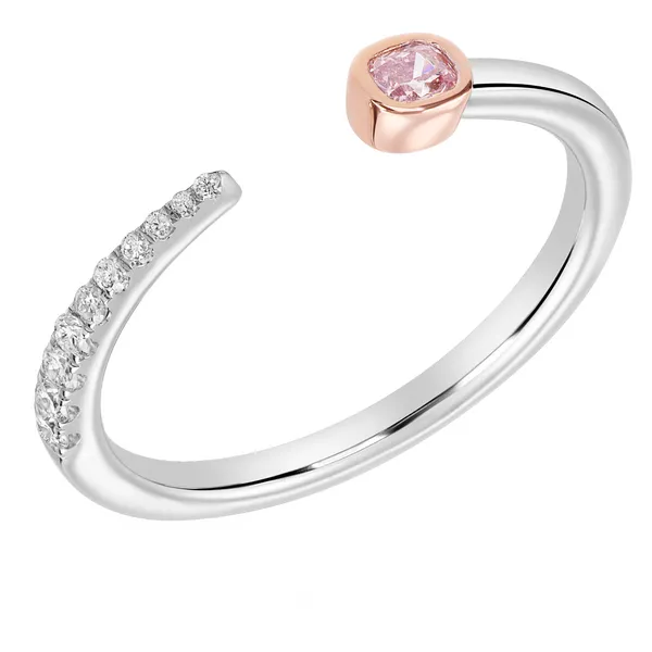 18K White & Rose Gold Fancy Pink Diamond Stackable Band Arezzo Jewelers Elmwood Park, IL