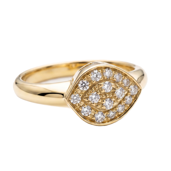 18K Yellow Gold Natural Pavé Diamond Leaf Ring by Savoia – 0.18 ctw Image 2 Arezzo Jewelers Elmwood Park, IL