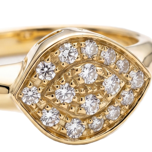 18K Yellow Gold Natural Pavé Diamond Leaf Ring by Savoia – 0.18 ctw Image 3 Arezzo Jewelers Elmwood Park, IL
