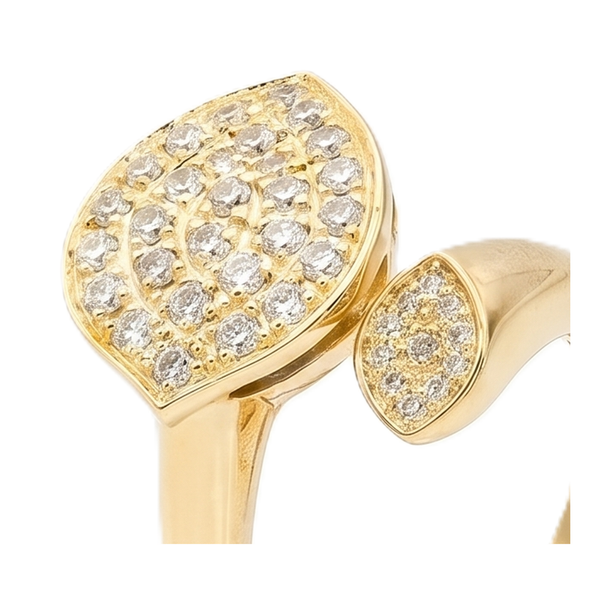 18K Yellow Gold Natural Diamond Pavé Bypass Leaf Ring | Savoia Italy Image 3 Arezzo Jewelers Elmwood Park, IL