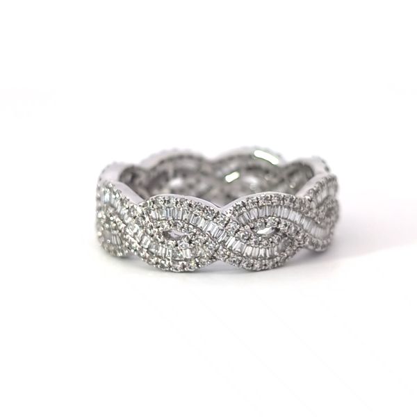 SAVOIA 18K White Gold Interwoven Diamond Eternity Band Image 3 Arezzo Jewelers Elmwood Park, IL