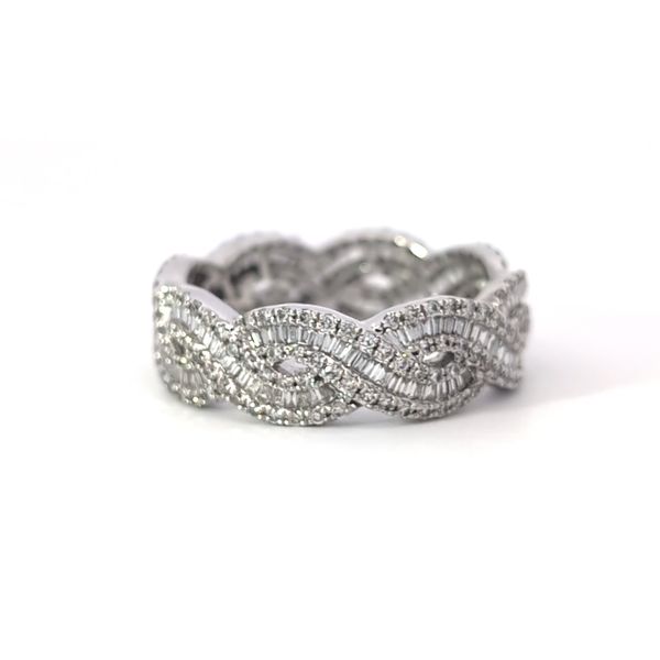 SAVOIA 18K White Gold Interwoven Diamond Eternity Band Arezzo Jewelers Elmwood Park, IL
