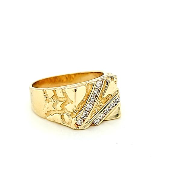 14k Yellow Gold Men's Diamond Signet Ring Image 2 Arezzo Jewelers Elmwood Park, IL
