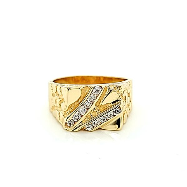 14k Yellow Gold Men's Diamond Signet Ring Arezzo Jewelers Elmwood Park, IL