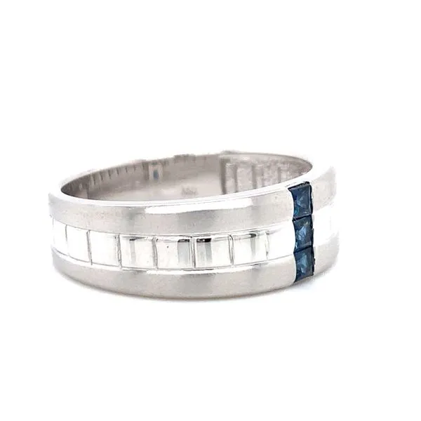 14k White Gold Men's Sapphire Ring Image 2 Arezzo Jewelers Elmwood Park, IL
